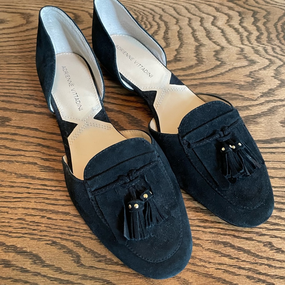 Adrienne Vittadini Black Tassel Flats